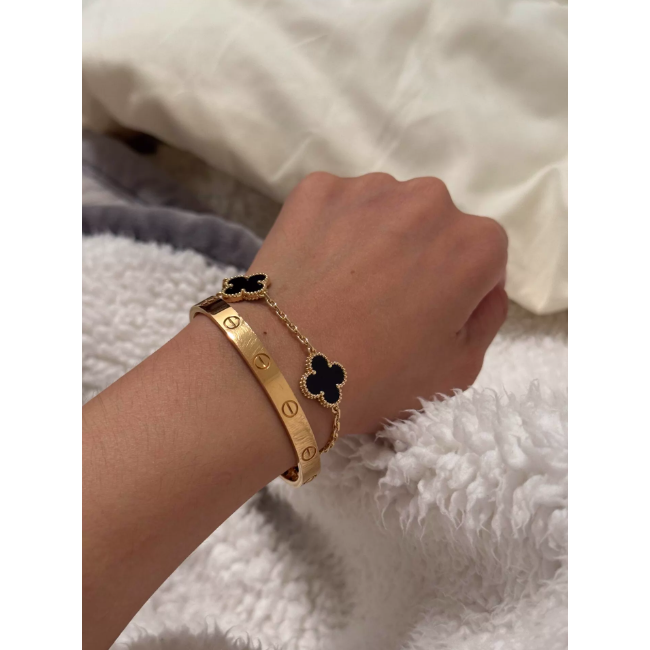二手Van Cleef & Arpels 黑金貝母手鏈-細節圖3