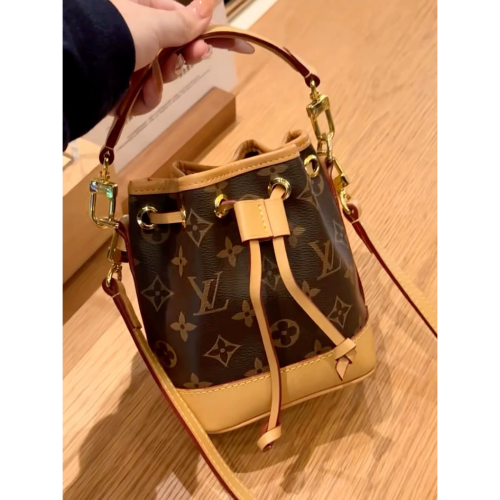 二手LOUIS VUITTON LV Nano Noe棕色老花迷你抽繩水桶手女包