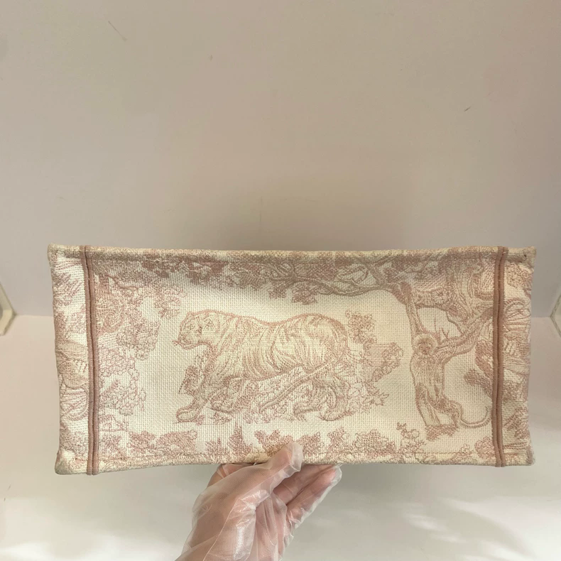 二手Dior Book Tote粉色動物園托特包-細節圖3