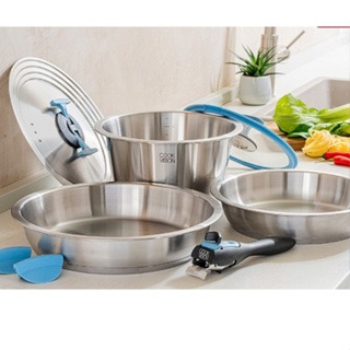 【NEOFLAM】Cookvision SUS304 不鏽鋼 鍋具 8件組 鍋具組 平底鍋 湯鍋 炒鍋 拆卸把手 廚具-細節圖2
