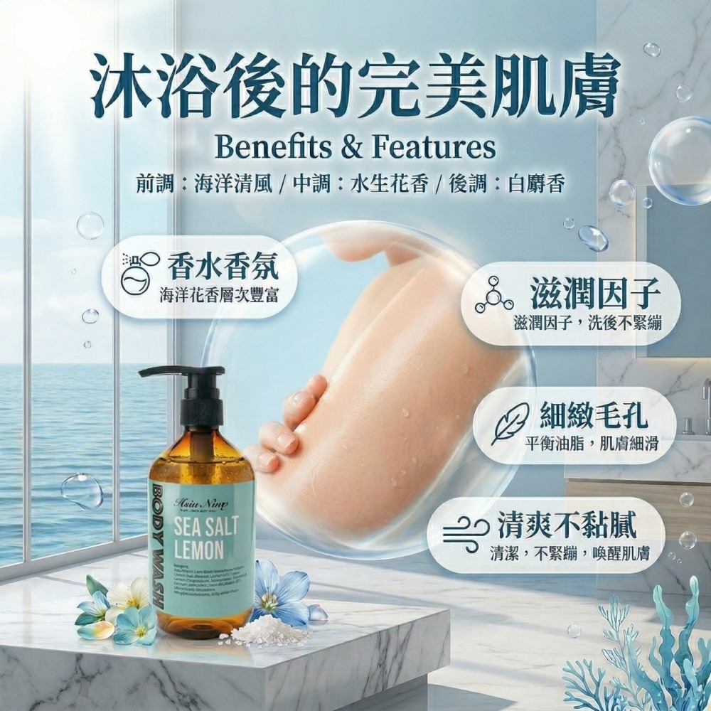 HN 清新浪花香氛沐浴露-細節圖2