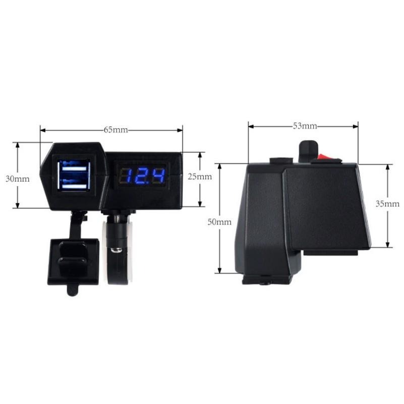 檔車 雙USB車充+電壓錶 充電器 3.1a 防水 雙孔 機車摩托車 SMAX FORCE msx 手機充電-細節圖2