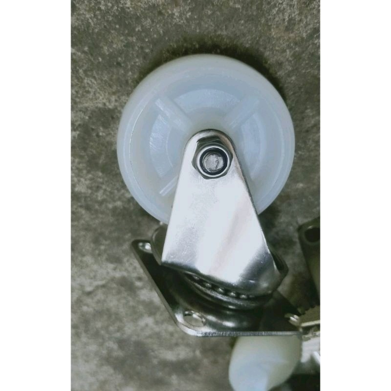 ✨金星車輪✨2英吋白鐵輪 不生鏽 耐磨 耐用 尼龍輪 白鐵架 載重 活動 固定 剎車-細節圖4