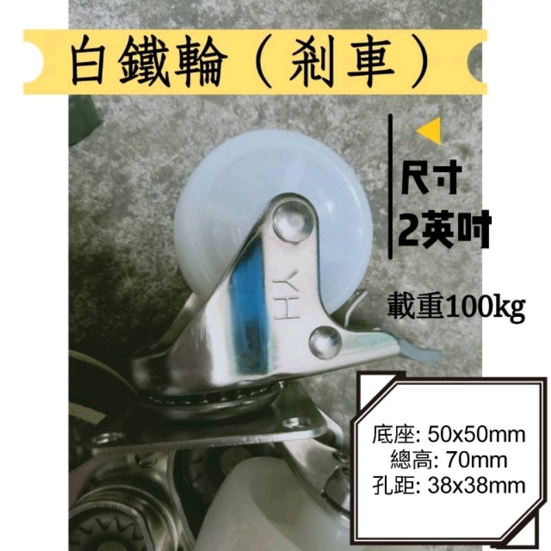 ✨金星車輪✨2英吋白鐵輪 不生鏽 耐磨 耐用 尼龍輪 白鐵架 載重 活動 固定 剎車-細節圖7
