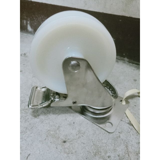 ✨金星車輪✨4英吋白鐵輪 不生鏽 耐磨 耐用 尼龍輪 白鐵架 載重 活動 固定 剎車-細節圖6