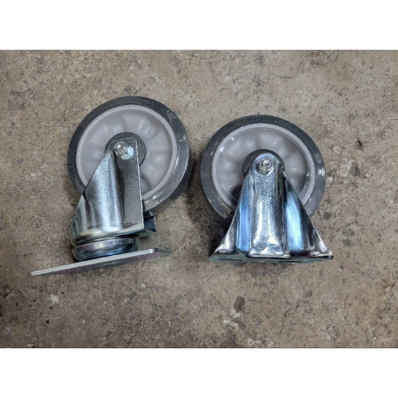 ✨金星車輪✨5英寸 小白黃推車耐磨輪（特殊孔） 可開收據可報帳 耐重輪 耐用輪手推車車輪 輪子 重型輪 推車車輪-細節圖2