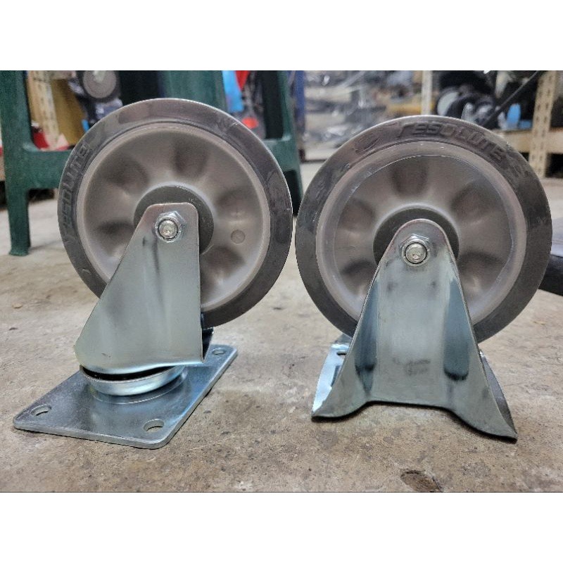 ✨金星車輪✨5英寸 小白黃推車耐磨輪（特殊孔） 可開收據可報帳 耐重輪 耐用輪手推車車輪 輪子 重型輪 推車車輪-細節圖5