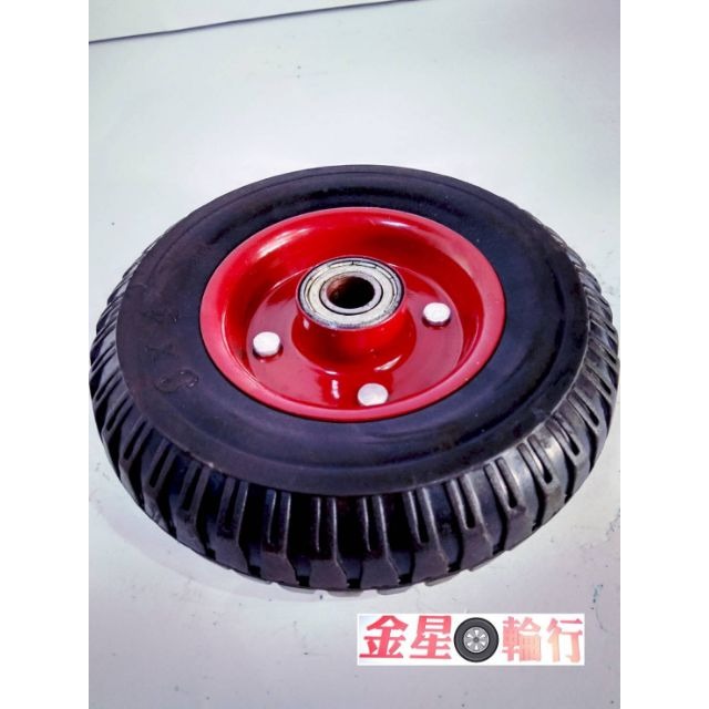 ✨金星車輪✨8英吋萬年輪(實心)(空輪.固定.活動.剎車)有實體店面 菜車輪 萬年輪 耐用耐重 有彈性輪子車輪手推車車輪-細節圖4