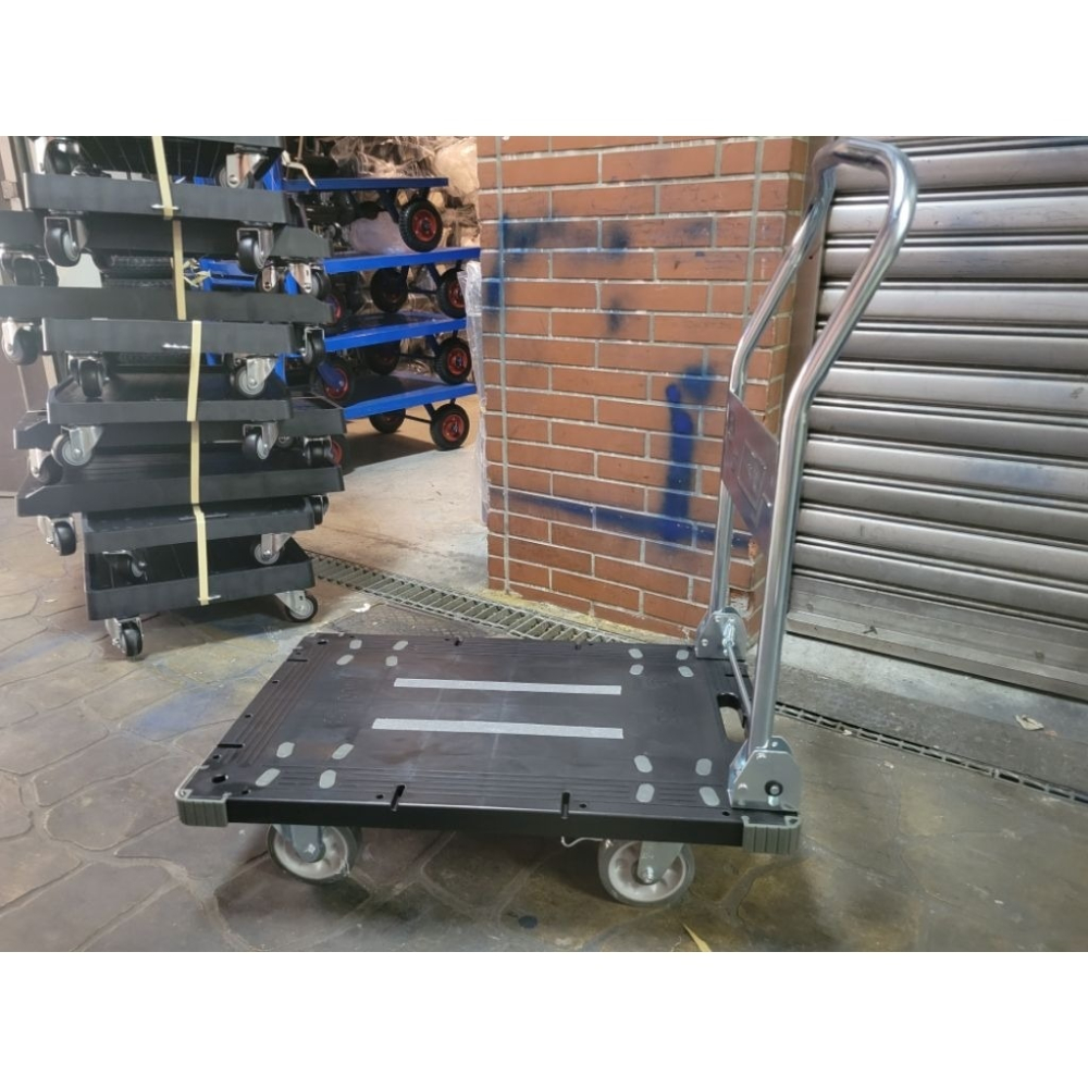 ✨金星車輪✨47×72cm塑鋼手推車（煞車） 輕巧型 靜音輪  台灣製造 手推車  五金推車 可折疊 載重300公斤-細節圖3