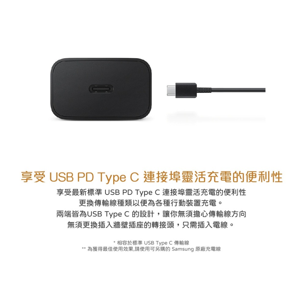 SAMSUNG 原廠 15W Type C旅充頭 + 3A 雙Type C傳輸線1.8m (台灣公司貨)-細節圖8