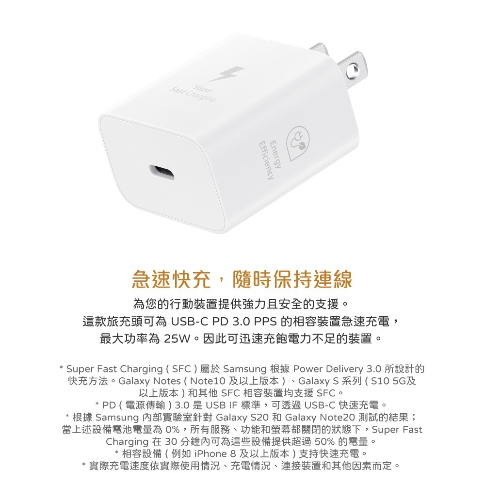 Samsung 三星 原廠新款T2510 25W快充旅充 + DX510 5A 雙Type C線 1.8m【台灣盒裝組】-細節圖7