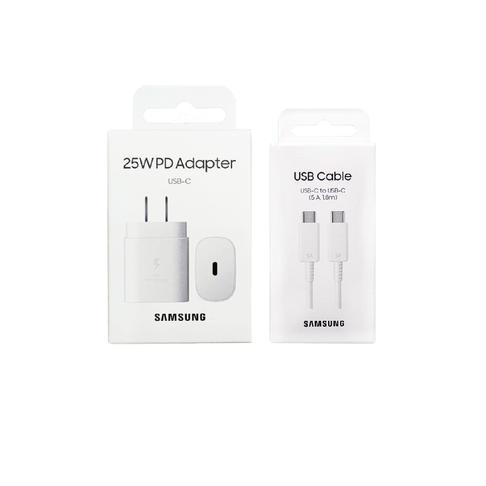 SAMSUNG GALAXY S23新款 原廠閃電快充25W + 5A 雙Type C線旅充組 1.8m-白色(盒裝)-細節圖10