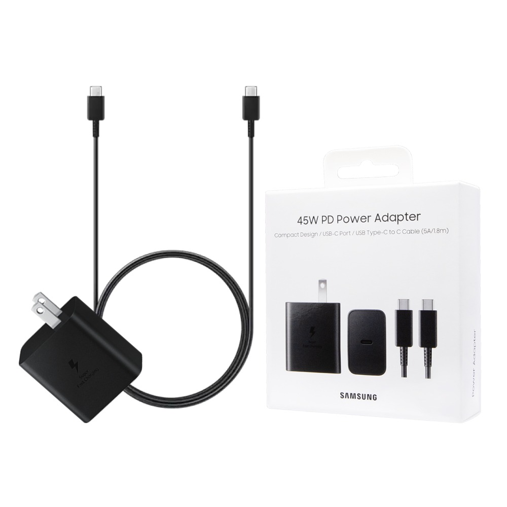 Samsung 台灣原廠盒裝 45W PD閃充頭+1.8m 5A 雙Type C線組【適用S25 S24系列】T4510-細節圖2
