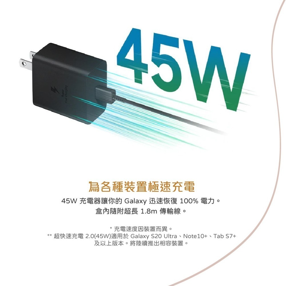 SAMSUNG原廠 45W閃充頭+1.8m 5A雙Type C線組【盒裝貨】T4510/支援Z Fold5/Flip5-細節圖9