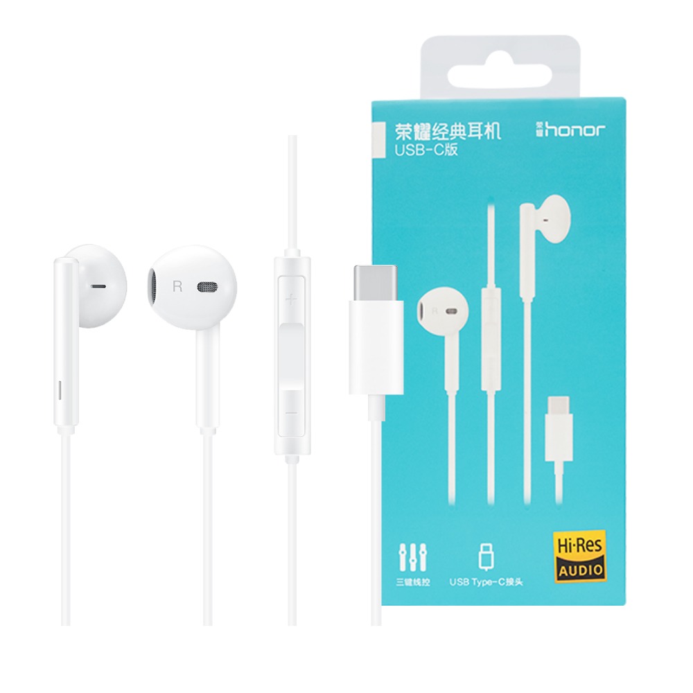 HONOR榮耀 半入耳式線控經典耳機 - 白色【Type-C接口 / 原廠盒裝】AM33-細節圖2