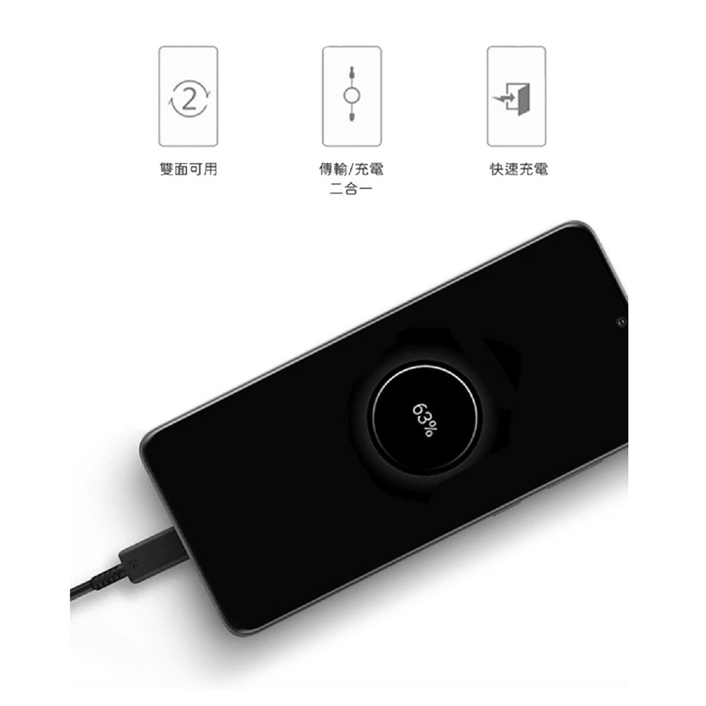 SAMSUNG 原廠盒裝 Z Fold7 Filp7系列 雙 Type-C 充電線 - 黑【3A,1m】EP-DA705-細節圖8