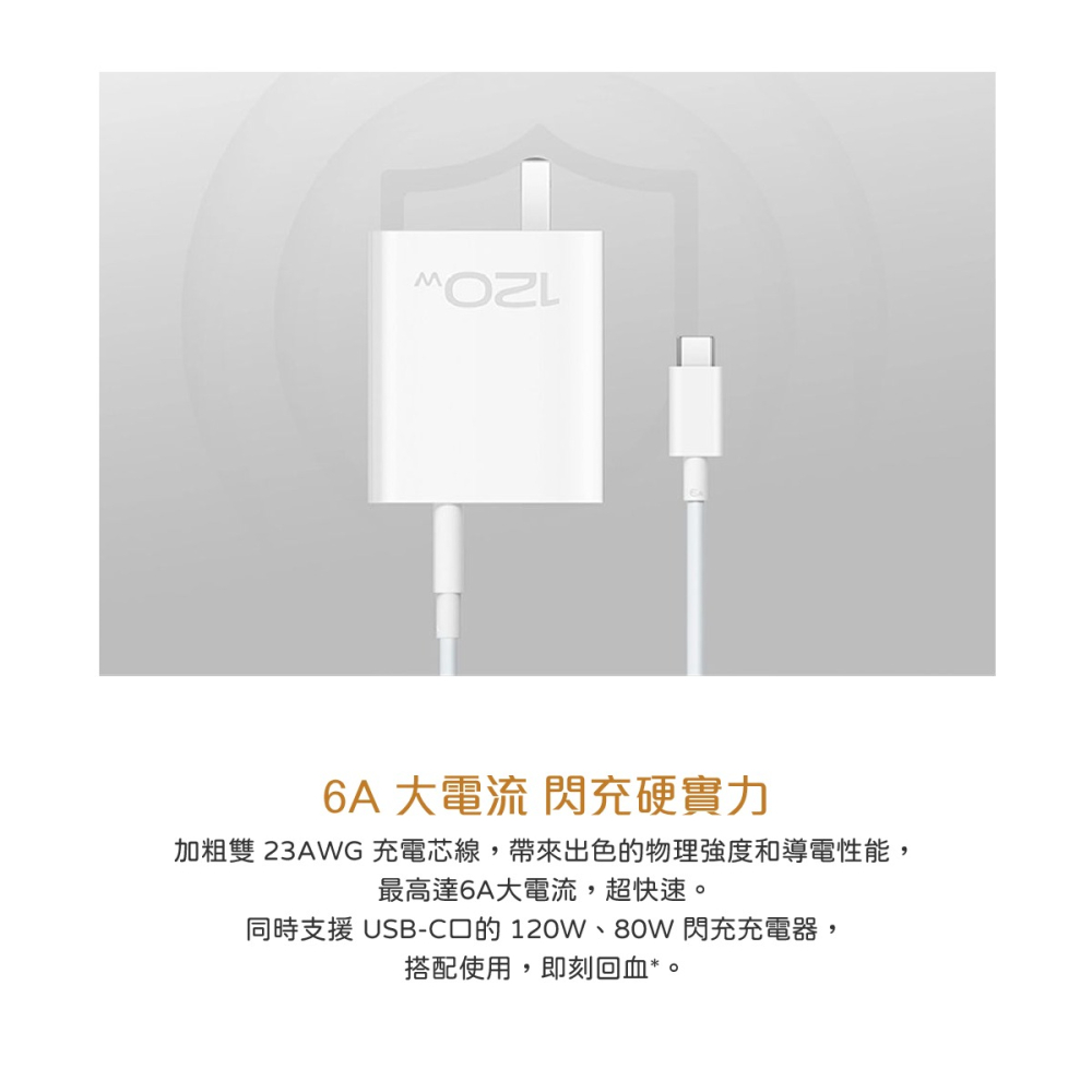 VIVO 原廠 6A Type-C to Type-C 閃充充電線-支援120W閃充 (盒裝)-細節圖7