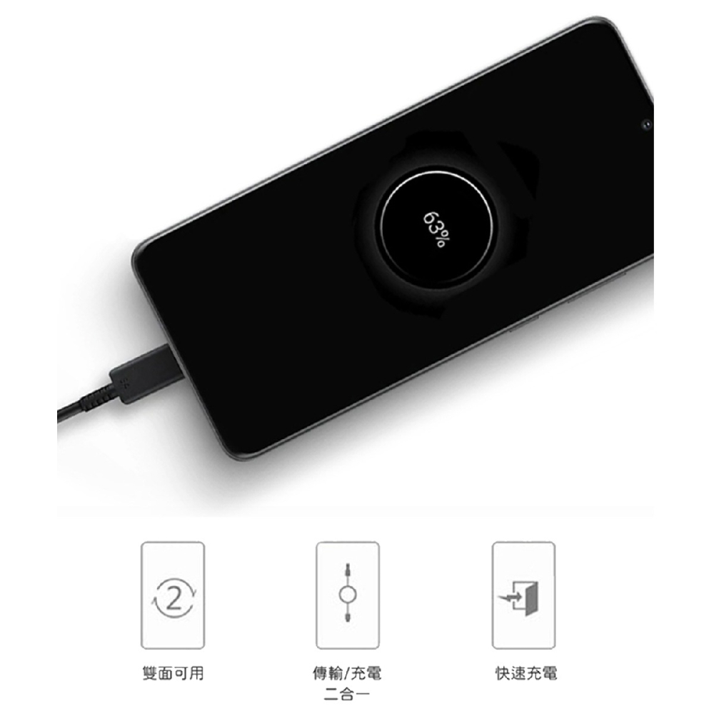 SAMSUNG 原廠盒裝 S25 S24系列 雙 Type-C 充電線 - 白【3A,1m】EP-DA705-細節圖8