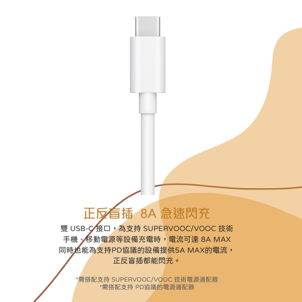 OPPO 原廠 Reno/A系列 DL149 8A SuperVOOC 雙Type-C 超級閃充充電線 (盒裝)-細節圖11