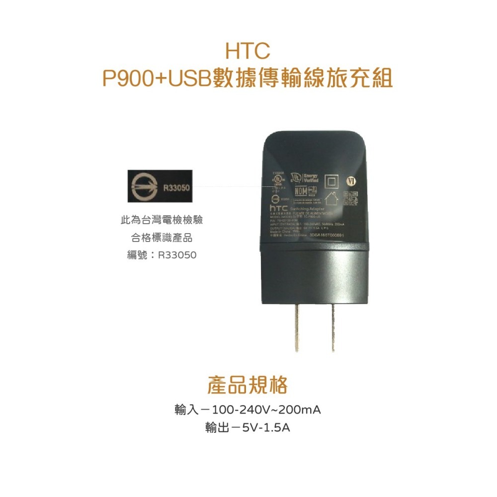 HTC TC P900-US 5V/1.5A 原廠旅充頭+M410原廠傳輸充電線組 (密封袋裝)-細節圖4