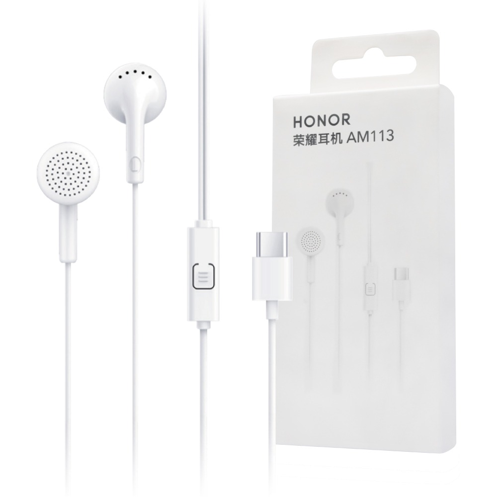 HONOR榮耀 平耳式線控耳機 - 白色【Type-C接口 / 原廠盒裝】AM113-細節圖2