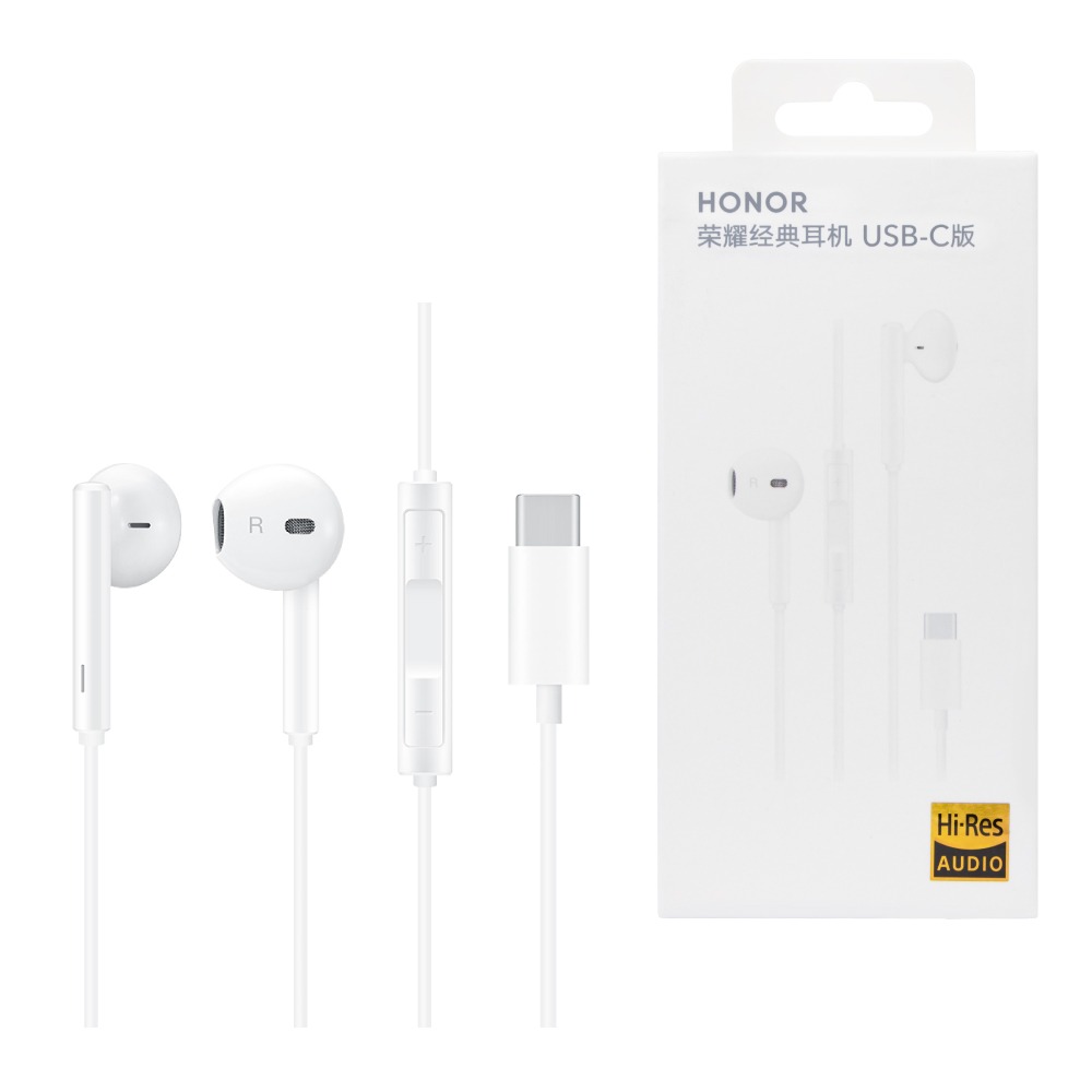 HONOR榮耀 新款 半入耳式線控經典耳機 - 白色【Type-C接口 / 原廠盒裝】AM33-細節圖2
