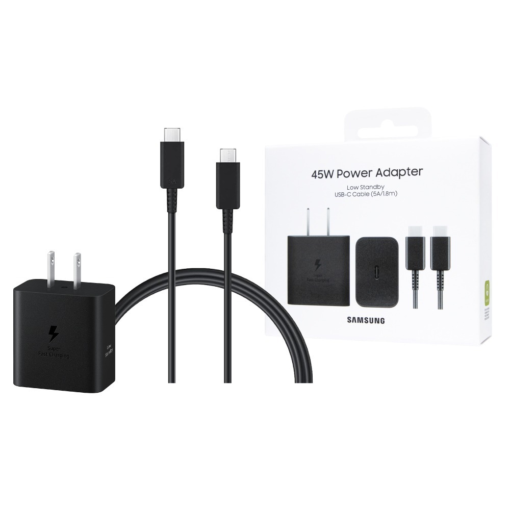 Samsung 台灣原廠盒裝 新款45W閃充頭+1.8m 5A 雙Type C線組【適用S25 S24系列】T4511-細節圖2
