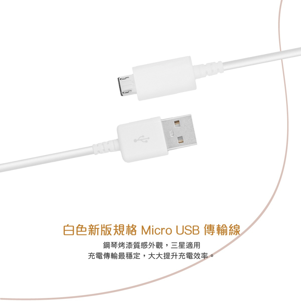 SAMSUNG 三星製造 白色新版 Micro USB 充電線-1m (袋裝)-細節圖7