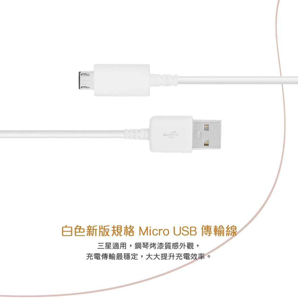 SAMSUNG 三星製造 Note/S系列 Micro USB 充電線-1m/白 (袋裝)-細節圖9