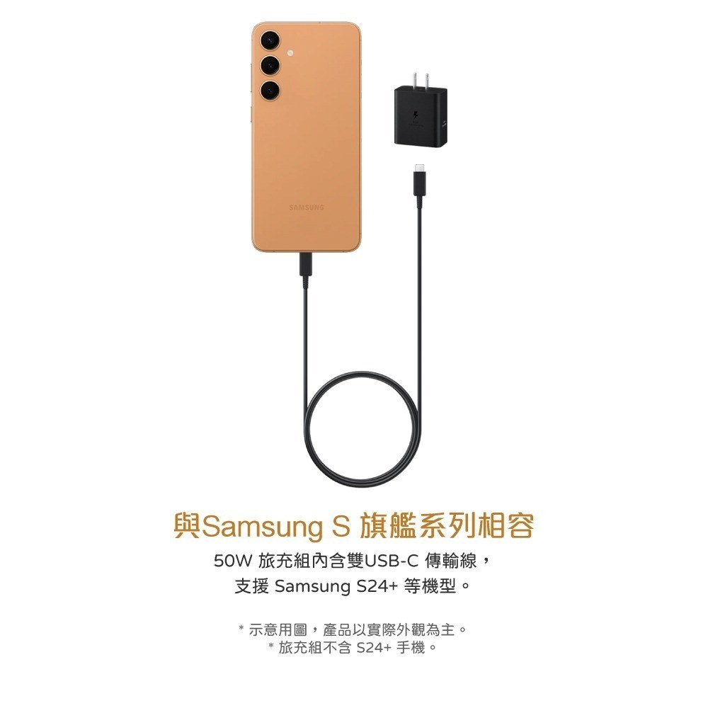 Samsung 台灣原廠盒裝 新款50W雙孔超快充+1.8m 5A雙Type C線組【適用S25 S24系列】T5020-細節圖9