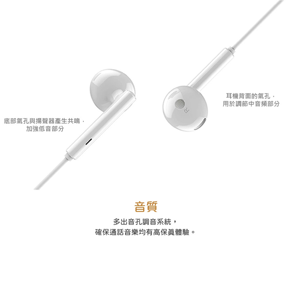 HONOR榮耀 半入耳式線控耳機 - 白色【3.5mm接口 / 原廠盒裝】AM115-細節圖7