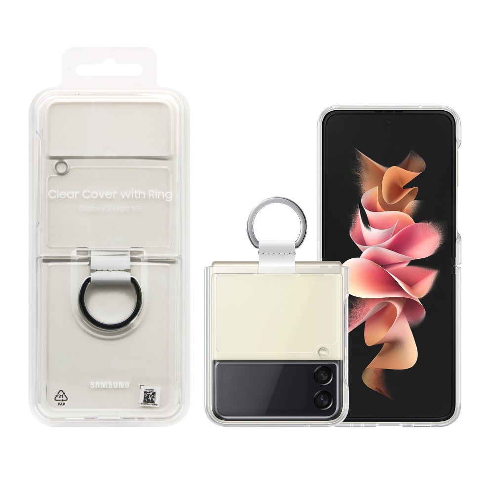 【買一送一】Samsung 三星 原廠盒裝 Z Flip3 5G 透明保護殼 ( 附指環扣 )【EF-QF711】-細節圖2