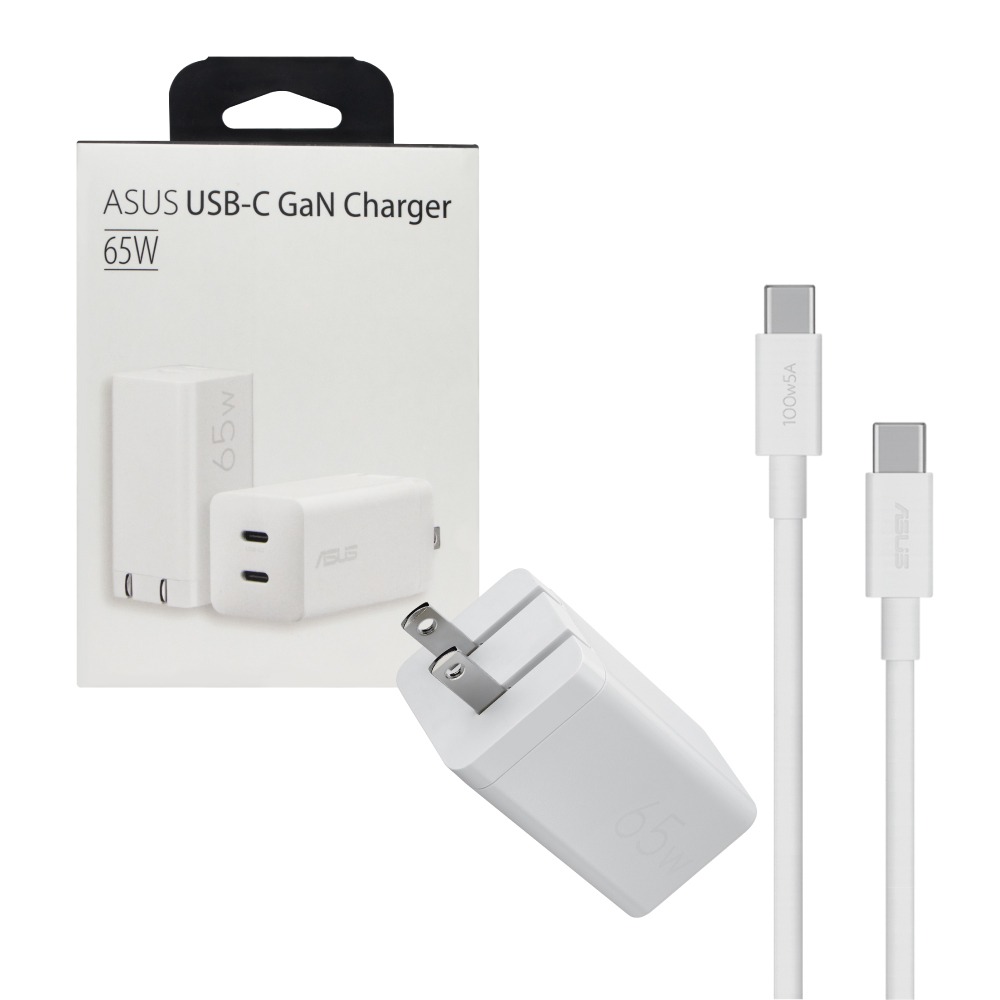 ASUS 台灣原廠盒裝 65W Type-C GaN 氮化鎵快充充電組 (含65W雙孔充電器+1.5M Type-C線)-細節圖2