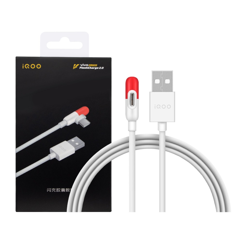 VIVO iQOO 原廠盒裝 5A USB-A to Type-C 膠囊L型 閃充充電線 - 1M (支持80W閃充)-細節圖2
