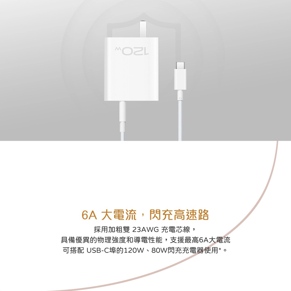 VIVO iQOO 原廠盒裝 6A Type-C to Type-C 閃充充電線 - 1M (支持120W閃充)-細節圖8
