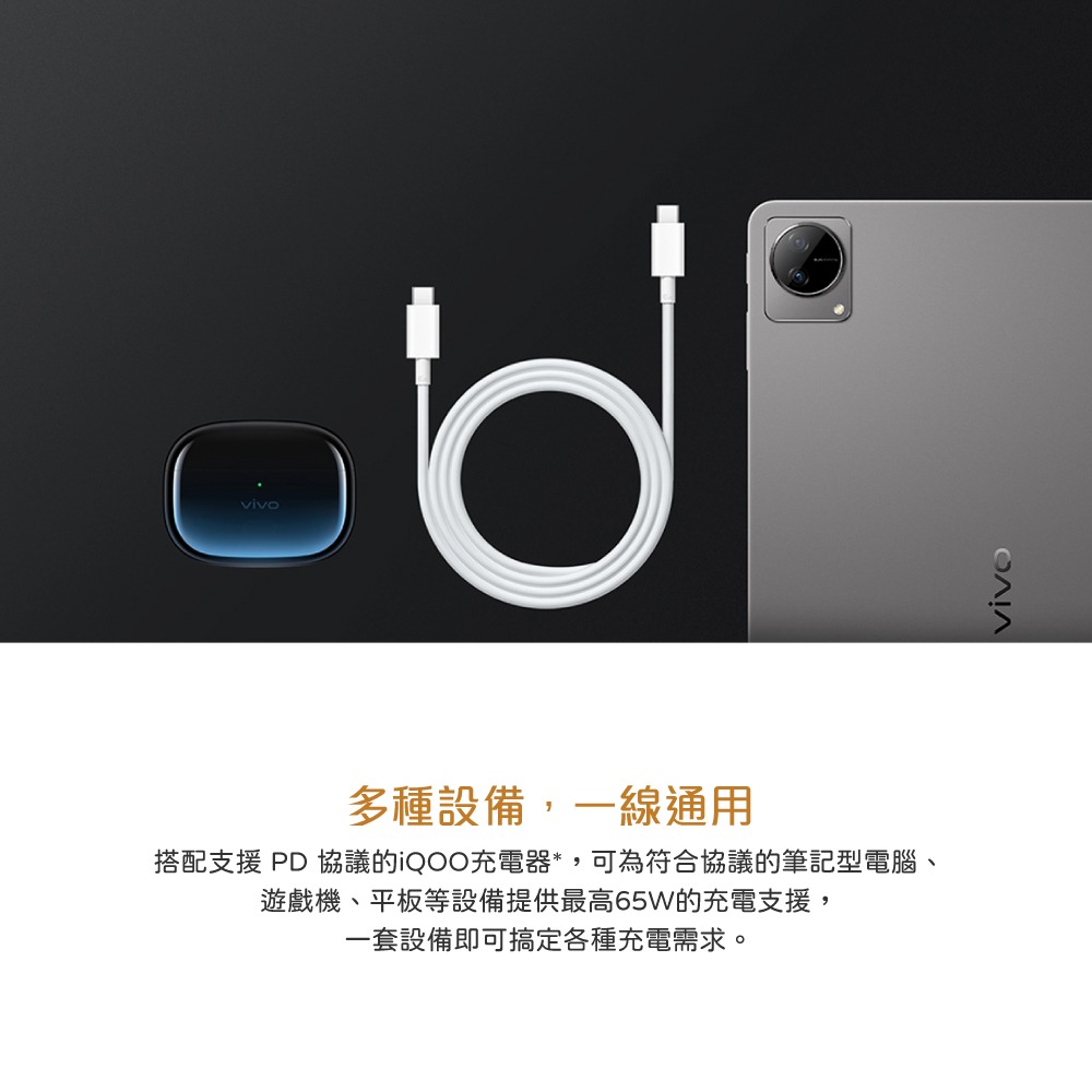 VIVO iQOO 原廠盒裝 6A Type-C to Type-C 閃充充電線 - 1M (支持120W閃充)-細節圖9