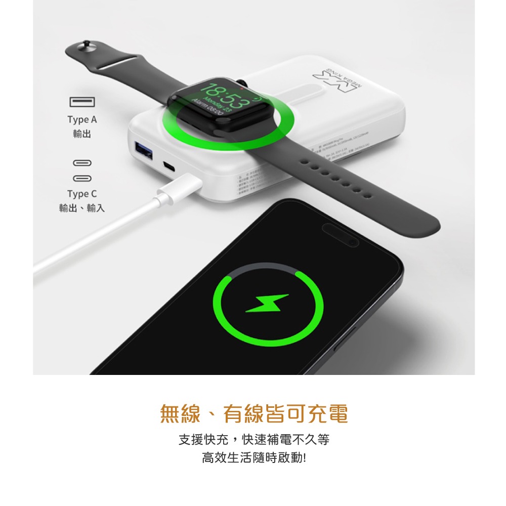 MEGA KING 原廠盒裝 10000mAh 多功能磁吸支架行動電源【Type-C+USB接口 / 磁吸無線充電】-細節圖7