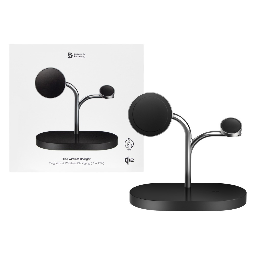 Samsung 三星 台灣原廠盒裝 3 合 1 無線充電器 (內含 45W快充頭+Type-C to Type-C線)-細節圖2