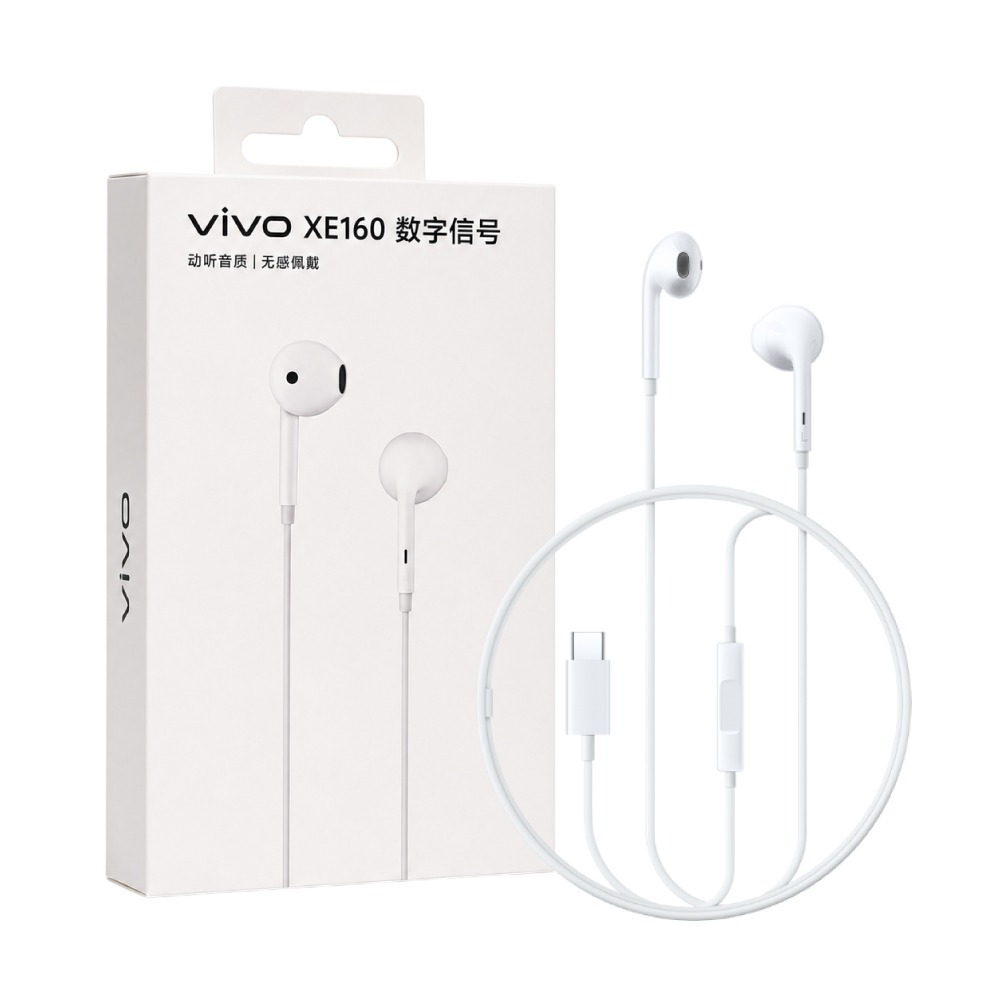 VIVO 數位音訊 半入耳式 線控耳機 - 白色【Type-C接口 / 原廠盒裝】XE160-細節圖2