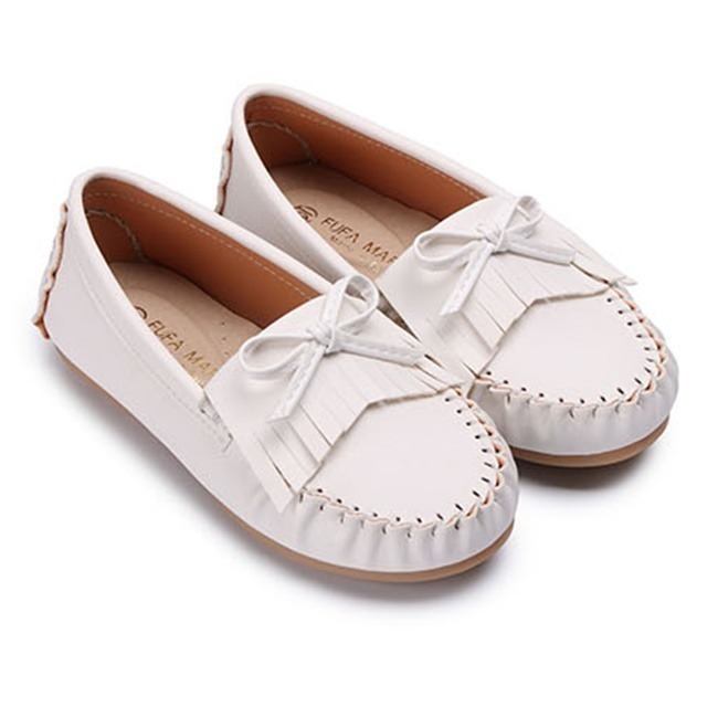 限時特惠【富發牌】33DC12 羽毛流蘇童款豆豆鞋-粉/白/杏【采靚鞋包精品】-細節圖4