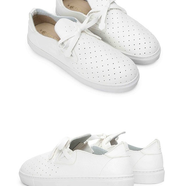 【富發牌】1CS20 綁帶蝶結休閒鞋-黑/白/藍 小白鞋 平底鞋 綁帶休閒鞋 皮質休閒鞋-采靚精品館-細節圖2