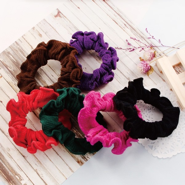 【采靚】髮束_【O284-047】荷葉邊腸束-深色系列(2入一組)_髮飾-細節圖3