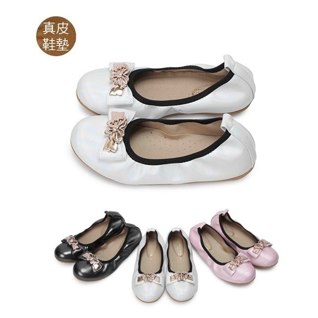 【富發牌】33DX21 蝴蝶飾釦珠光兒童娃娃鞋-黑/粉/白【采靚鞋包精品】-細節圖2