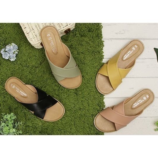 【富發牌】1PL195 清晨交叉微光拖鞋-黑/粉/黃/綠/白-細節圖2