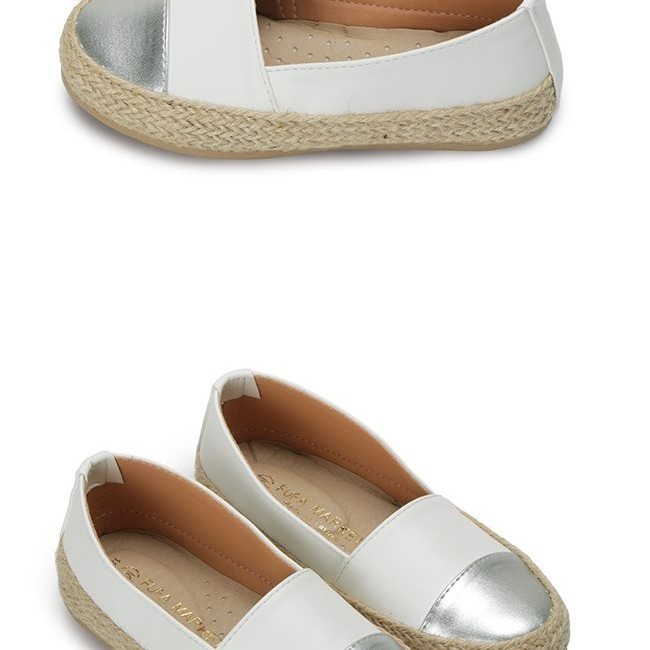 【富發牌-現貨出清】33BA92  金屬拼接草編兒童懶人鞋-黑-16/白-16-細節圖5