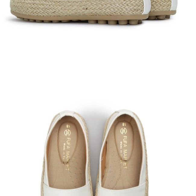 【富發牌-現貨出清】33BA92  金屬拼接草編兒童懶人鞋-黑-16/白-16-細節圖6