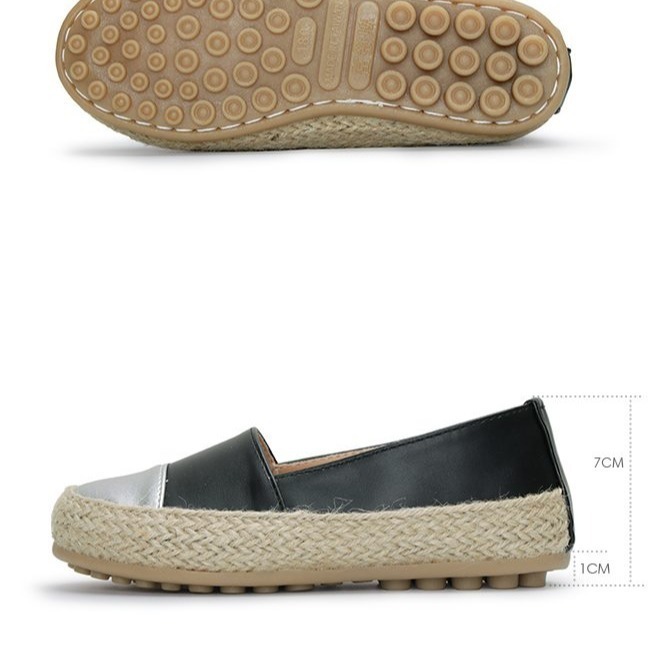 【富發牌-現貨出清】33BA92  金屬拼接草編兒童懶人鞋-黑-16/白-16-細節圖7