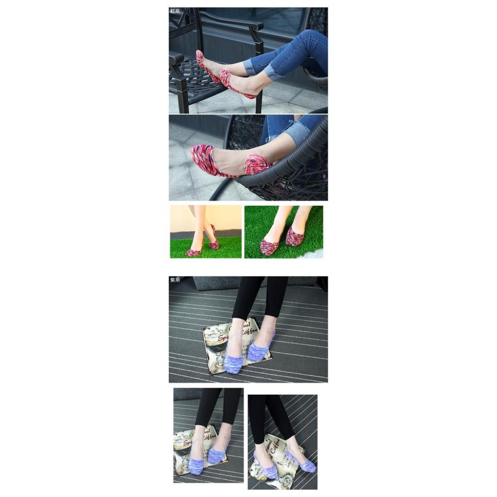 【采靚】萊卡彈性彩色緞染隱形襪-後跟防滑♡(2雙一組) _M005-細節圖3