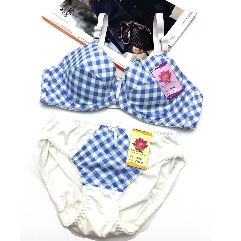 【采靚】美麗心情 生動嫵媚 鋼圈內衣-粉格紋/藍格紋 【格紋內衣 / 小褲】2281/2282-細節圖3