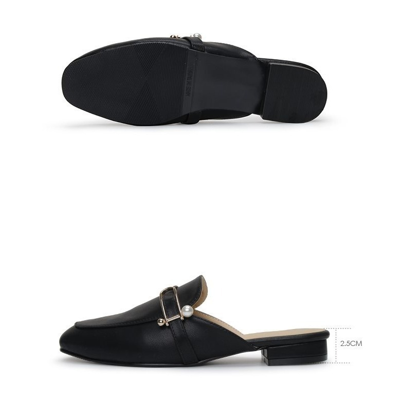 【富發牌】1PE84 品味珍珠釦飾穆勒鞋-黑/杏【采靚鞋包精品】-細節圖5